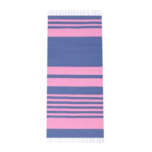 Cotton rag rug Kilim Pink Blue size 70X150 cm
