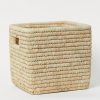 Storage wicker basket with handles for shelves