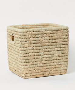 Storage wicker basket with handles for shelves