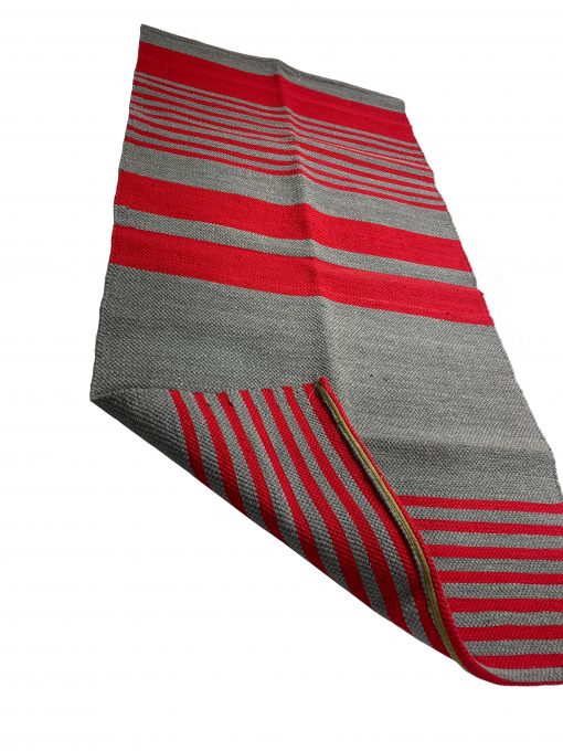 Cotton rag rug Kilim size 70*150 cm Gray Red KIRGRAF027-0715