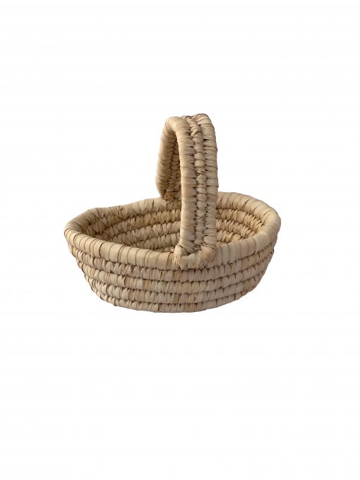 Boho style Handmade storage basket in braided straw Oval 30x25x30 cm