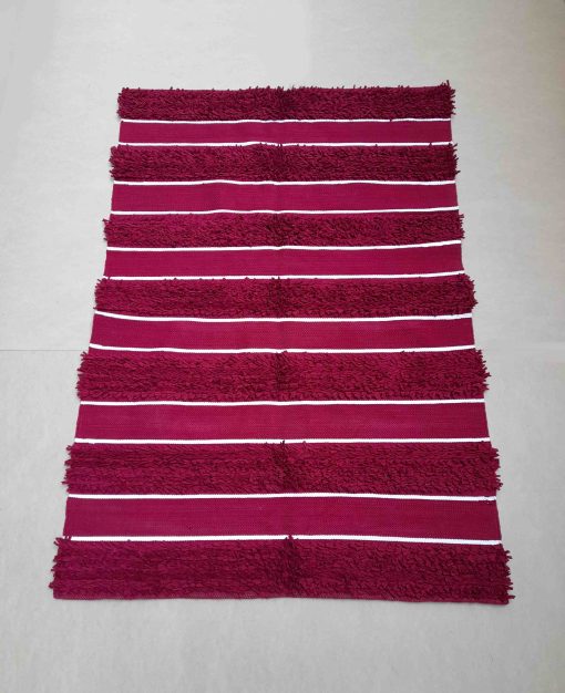 shaggy rag rug cotton kilim_bazaarmisr Burgundy