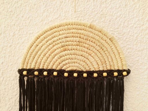 Boho style wall plate black cotton tassel wall hanging
