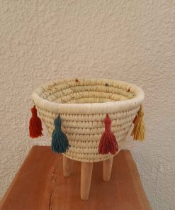 basket with wooden legs