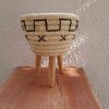 African wicker basket wooden legs 