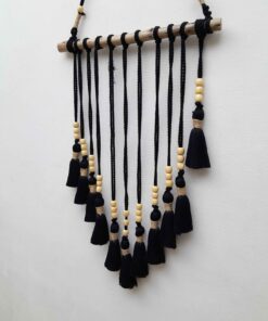 Bohemian Style wall hanging Cotton black tassel