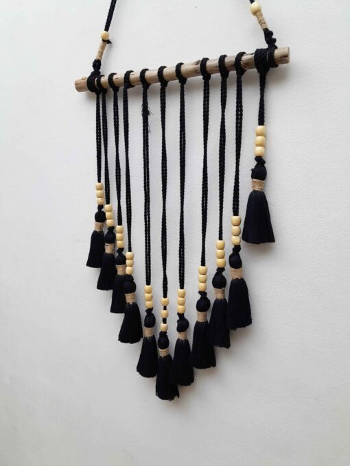 Bohemian Style wall hanging Cotton black tassel