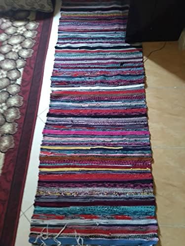 Bazaar Misr Hand Made 2 pics Kilim Rag Rug - Multi Color, 70 x 200 Cm outdoor kitchen Bathroom