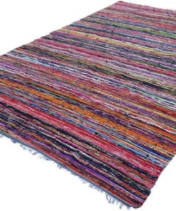 Bazaar Misr Natural Egyptian Hand Made Cotton Carpet Set Of 2 Pieces, 135x185 cm recycle material colorful rag rug