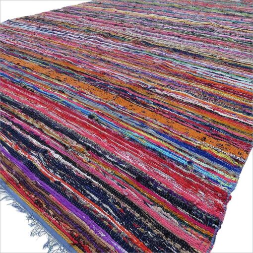 Bazaar Misr Natural Egyptian Hand Made Cotton Carpet Set Of 2 Pieces, 135x185 cm recycle material colorful rag rug